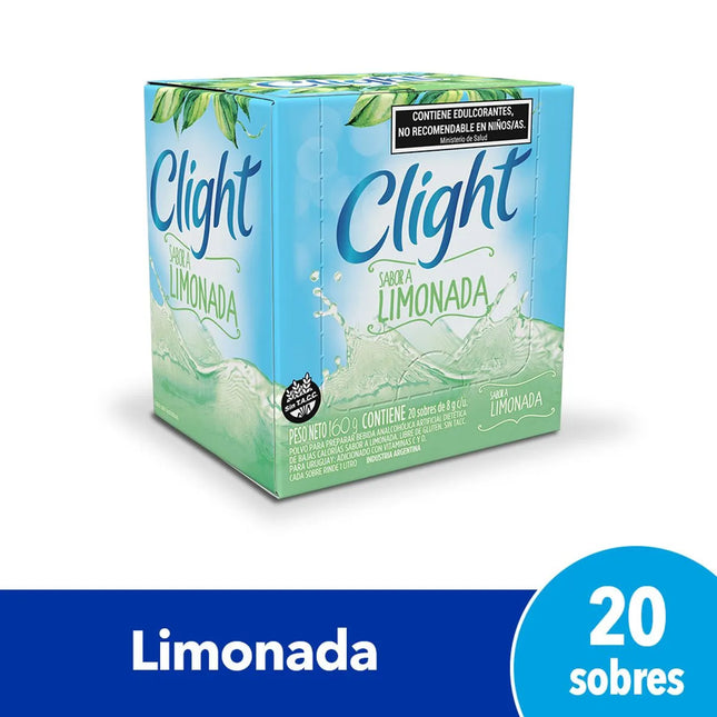 Jugo Clight sabor limonada Sin azucar, sin tacc 8 g / 0,28 oz (Caja de 20 sobres)