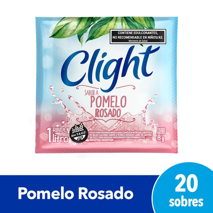 Jugo Clight sabor pomelo rosado Sin azucar, sin tacc 8 g / 0,28 oz (Caja de 20 sobres)