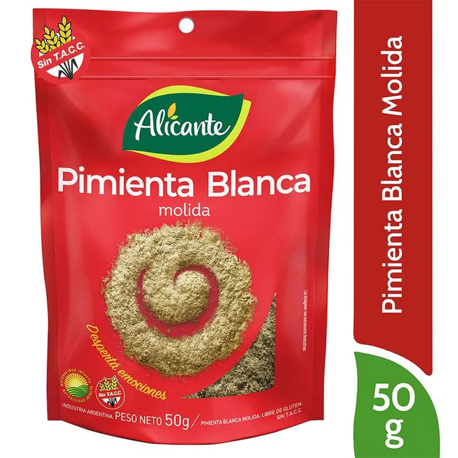 Pimienta Blanca Molida Alicante Sin TACC, 50 g / 1.76 oz
