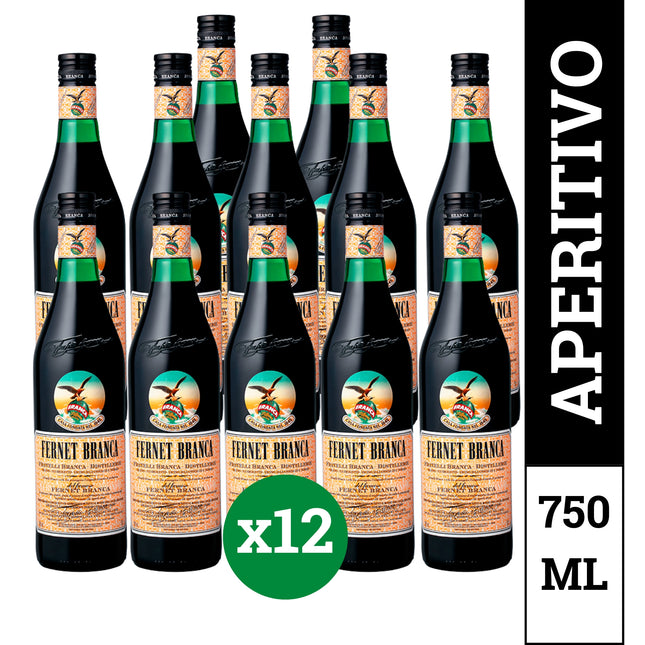 Combo de 12 Fernet Argentino Branca, 750 ml / 25.36 oz