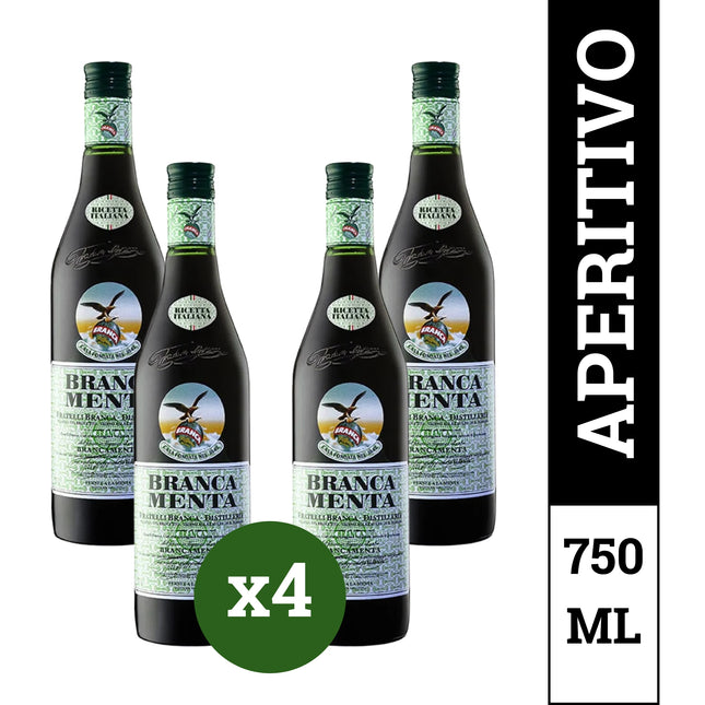 Combo de 4 Fernet Argentino Branca Menta, 750 ml / 25.36 oz