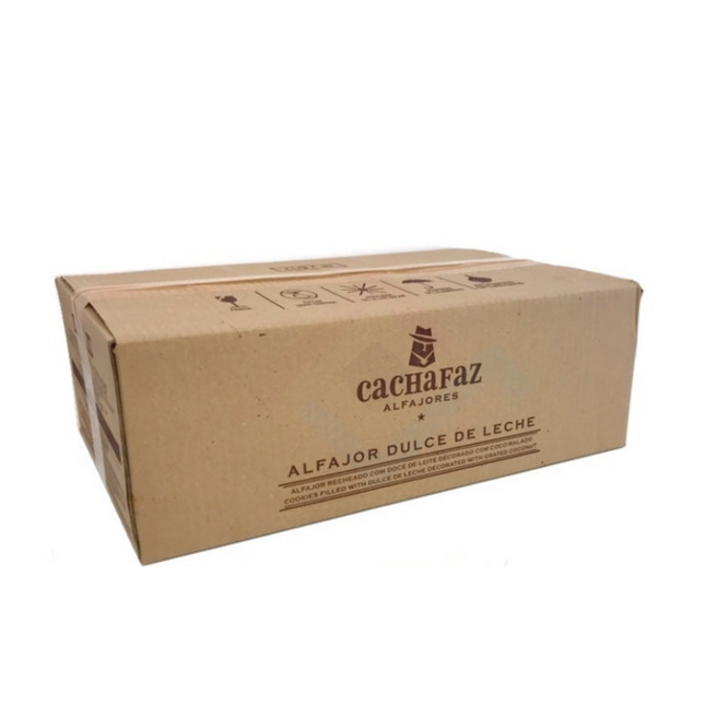 Caja granel de 6 unidades de Alfajores Cachafaz de Maicena con Coco y Dulce de Leche, 912 g cada una