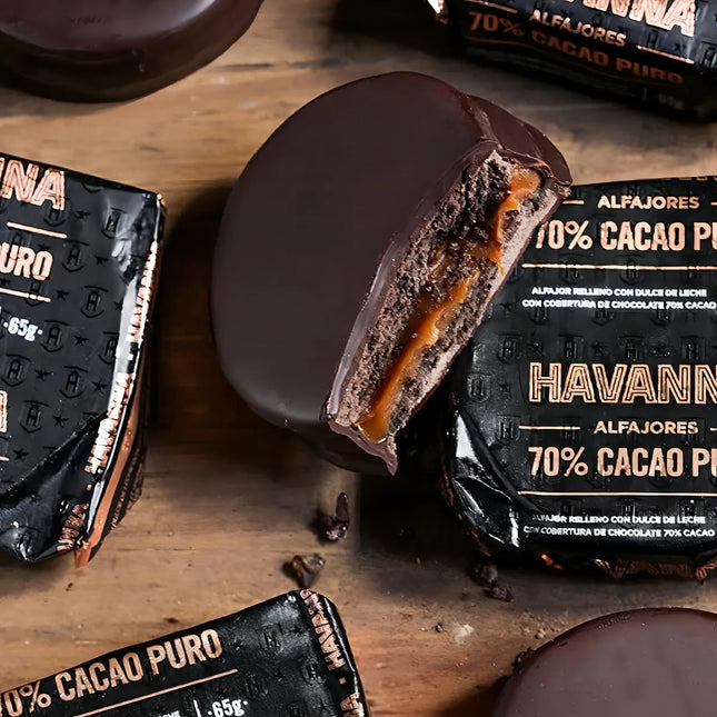 Alfajor Havanna de Chocolate 70 % Cacao Puro, 65 g / 2.29 oz (Box of 9)