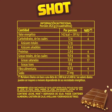 Chocolate Shot Milk Chocolate Peanut Bar, 170g / 6oz