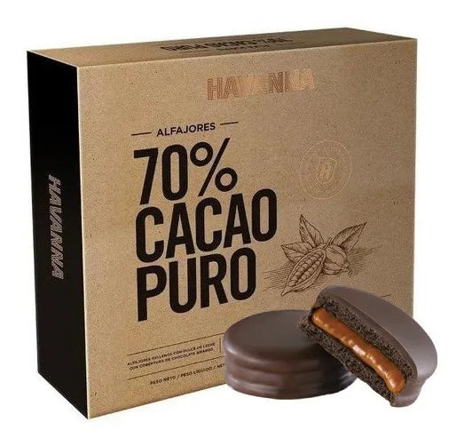 Alfajor Havanna de Chocolate 70 % Cacao Puro, 65 g / 2.29 oz (Box of 9)