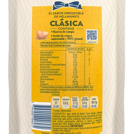 Mayonesa Clásica Sin TACC Hellmann's, 475 g / 16,75 oz