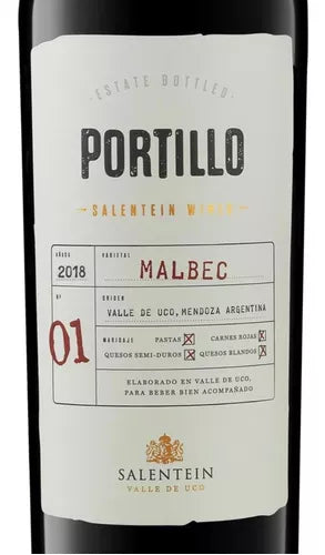 Vino Tinto Portillo Malbec, 750 ml / 25.36 oz
