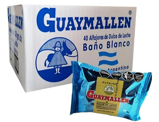 Alfajor Guaymallen de Chocolate Blanco con Dulce de leche 38g / 1.34 oz (Original box of 40)