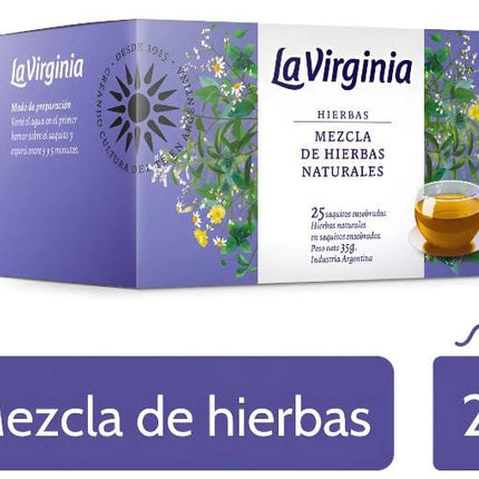 Te La Virginia De Hierbas. Caja 25 saquitos individuales. 35g