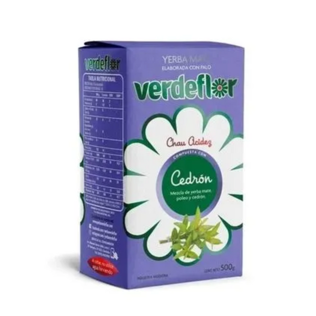 Yerba Mate Verdeflor Cedrón 500 g / 17,63 oz – Yerba Argentina con Sabor Fresco y Herbal