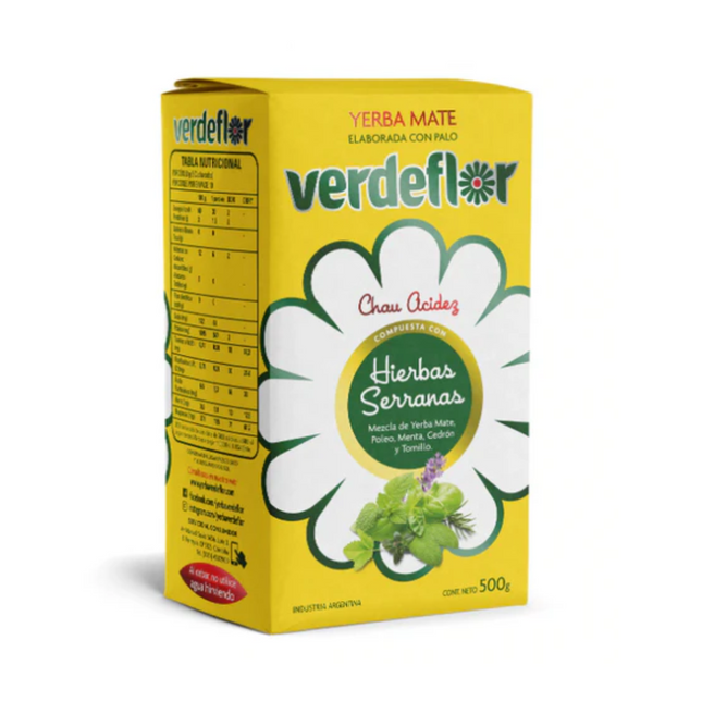 Yerba Mate Verdeflor Hierbas Serranas 500 g / 17,63 oz – Yerba Argentina con Sabor Herbal y Fresco