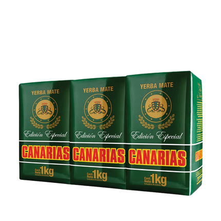 Canarias Yerba Mate Sin Palo Edición Especial Pack x3 – 1 kg cada unidad / 35.2 oz each – yerba uruguaya despalada intensa