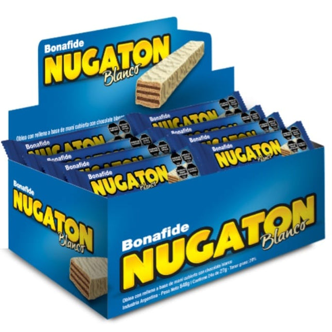 Oblea de chocolate Blanco Nugaton, 27 g / 0,95 oz  caja de 24 unidades