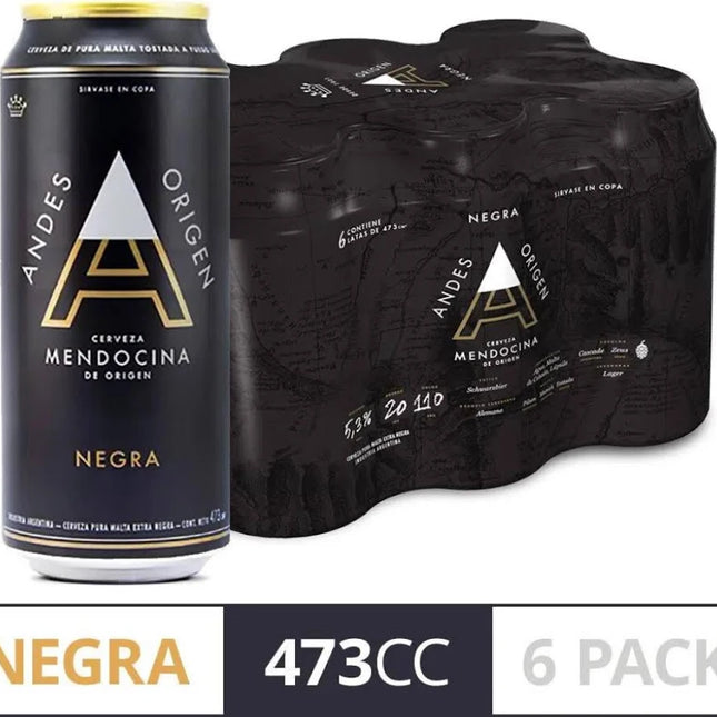 Cerveza Andes Origen Negra, 473 ml / 99,88 oz (Pack de 6)