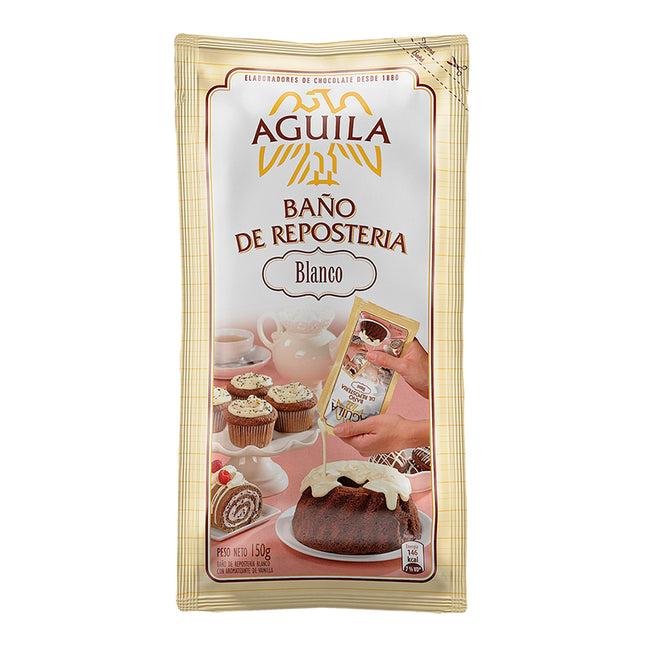 Baño de Repostería sabor Chocolate Blanco Aguila, 150 g / 5,29 oz (Pouch)